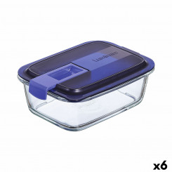 Hermeetiline lõunakarp Luminarc Easy Box sinine klaas (6 ühikut) (820 ml)