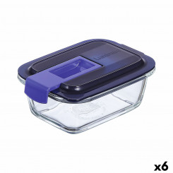 Hermeetiline lõunakarp Luminarc Easy Box sinine klaas (380 ml) (6 ühikut)