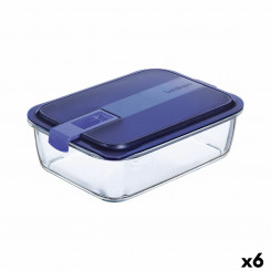 Hermeetiline lõunakarp Luminarc Easy Box sinine klaas (6 ühikut) (1,97 l)