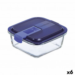 Hermeetiline lõunakarp Luminarc Easy Box sinine klaas (760 ml) (6 ühikut)