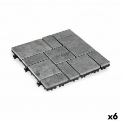 Напольная плитка с блокировкой, серый камень, пластик, 30 x 2,8 x 30 см (6 шт.)