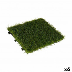 Напольная плитка с переплетением Травяно-зеленый пластик 30 x 3,5 x 30 см (6 шт.)