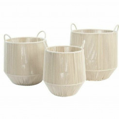 Basket set DKD Home Decor Beige Metal Cotton (38 x 38 x 45 cm)