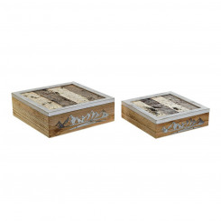 Set of decorative boxes DKD Home Decor Wood Metal MDF Wood (2 pcs)