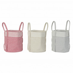 Basket DKD Home Decor Cotton Boho (3 pcs) (30 x 30 x 34 cm)