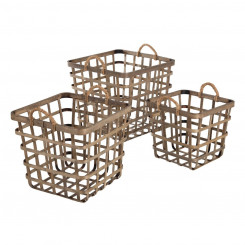 Set of Baskets 42 x 42 x 37 cm Natural Bamboo (3 Pieces)