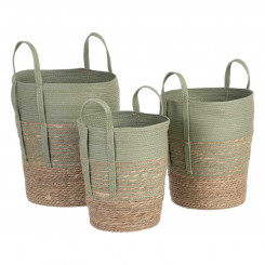 Set of Baskets 42 x 42 x 48 cm Mint Natural Fibre (3 Pieces)