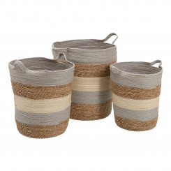 Set of Baskets Natural Grey Natural Fibre 48 x 48 x 42 cm (3 Pieces)