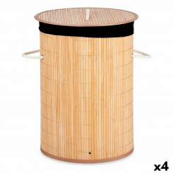 Laundry basket Natural Black Metal Bamboo 48 L MDF Wood (4 Units)