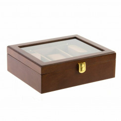 Jewelry box DKD Home Decor 21 x 18 x 8 cm Crystal Brown MDF Wood
