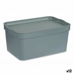 Коробка для хранения с крышкой Серый пластик 7,5 л 21 x 14,2 x 32 см (12 шт.)