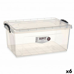 Storage Box with Lid Transparent Plastic 22 L 32 x 20,5 x 50 cm (6 Units)
