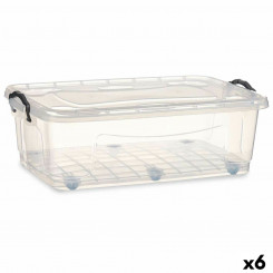 Ящик для хранения на колесах, прозрачный пластик, 30 л, 40 x 20,5 x 63 см (6 шт.)