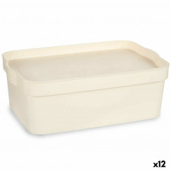 Коробка для хранения с крышкой Кремовый пластик 6 л 21,5 x 11 x 31,5 см (12 шт.)