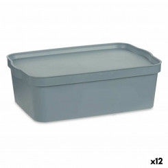 Коробка для хранения с крышкой Серый пластик 14 л 29,5 x 14,3 x 45 см (12 шт.)