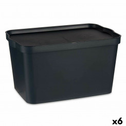 Ящик для хранения с крышкой Антрацитовый пластик 24 л 29,3 x 24,5 x 45 см (6 шт.)