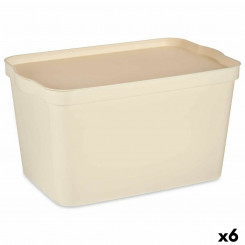 Коробка для хранения с крышкой Кремовый пластик 24 л 29,3 x 24,5 x 45 см (6 шт.)