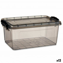 Ящик для хранения с крышкой Антрацитовый пластик 8,5 л 24 x 16 x 37 см (12 шт.)