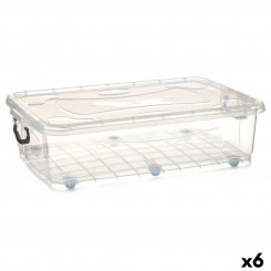 Ящик для хранения на колесах, прозрачный пластик, 40 л, 46,5 x 20 x 72,2 см (6 шт.)