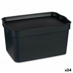 Ящик для хранения с крышкой Антрацитовый пластик 2,3 л 13,5 x 11 x 20 см (24 шт.)