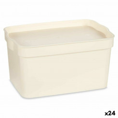 Коробка для хранения с крышкой Кремовый пластик 2,3 л 13,5 x 11 x 20 см (24 шт.)