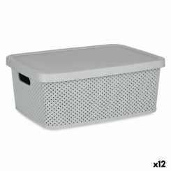 Ящик для хранения с крышкой Серый пластик 13 л 28 x 15 x 39 см (12 шт.)
