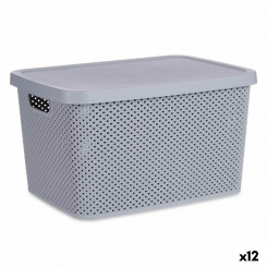 Ящик для хранения с крышкой Серый пластик 19 л 28 x 22 x 39 см (12 шт.)
