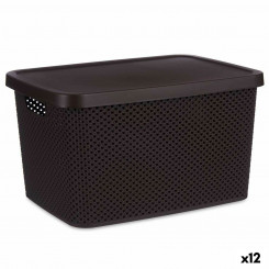 Коробка для хранения с крышкой Коричневый пластик 19 л 28 x 22 x 39 см (12 шт.)