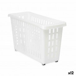 Универсальная корзина С колесиками Белый Пластик 17,5 x 26 x 46 см (12 шт.)
