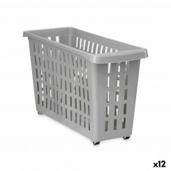 Multi-purpose basket With wheels Grey Plastic 17,5 x 26 x 46 cm (12 Units)