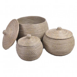 Basket set DKD Home Decor Natural Grey Seagrass (48 x 48 x 41 cm) (3 pcs)