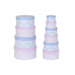 Набор штабелируемых коробок-органайзеров DKD Home Decor Синий Розовый Картон (37,5 x 37,5 x 18 см)