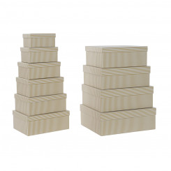 Набор штабелируемых коробок-органайзеров DKD Home Decor Белый квадратный картон Горчичный (43,5 x 33,5 x 15,5 см)