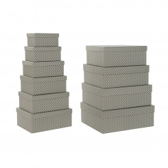 Set of Stackable Organising Boxes DKD Home Decor Mouse Grey White Cardboard (43,5 x 33,5 x 15,5 cm)