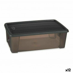 Box with cover Elegance Grey Plastic 5 L (19,5 x 11,5 x 33 cm) (12 Units)