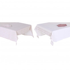 Скатерть и салфетки DKD Home Decor Розовый Белый (150 х 250 х 0,5 см) (2 шт.)