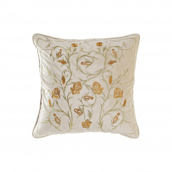 Cushion DKD Home Decor Golden Polyester Flowers (45 x 10 x 45 cm)