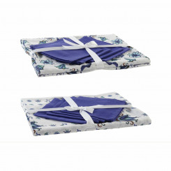 Tablecloth and napkins DKD Home Decor 150 x 150 x 0,5 cm Blue White (2 Units)