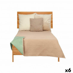 Reversible Bedspread 180 x 260 cm Green Beige (6 Units)