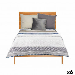 Reversible Bedspread 240 x 260 cm Hexagonal Blue White Grey (6 Units)