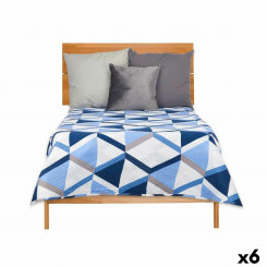 Reversible Bedspread 240 x 260 cm Blue White (6 Units)