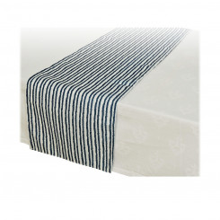 Table Runner Decoris Navy Blue/White Textile (32 x 150 cm)