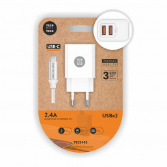 Зарядное для розетки + Кабель-USB-C Tech One Tech Двойное