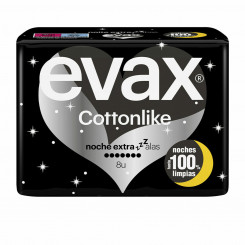 Night Sanitary Pads with Wings Evax Cottonlike 8 Units