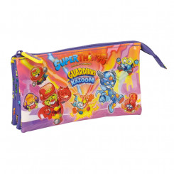 Тройная универсальная сумка SuperThings Guardians of Kazoom, фиолетово-желтая (22 x 12 x 3 см)