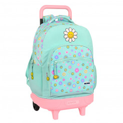 Школьный рюкзак на колесах Смайлик Summer fun Бирюзовый (33 х 45 х 22 см)