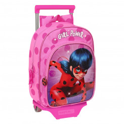 Школьный рюкзак на колесиках Lady Bug Фуксия (26 х 34 х 11 см)