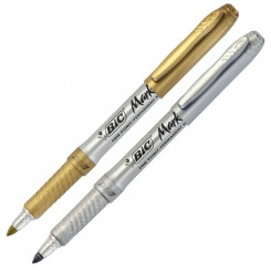 felt-tip pens Bic Marking Gold Silver 1,7 mm (12 Units)