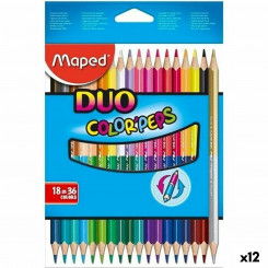 Värvimispliiatsid Maped Duo Color' Peps Multicolour, 18 tükki, kahe otsaga (12 ühikut)