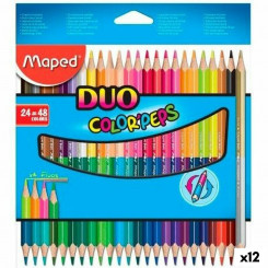 Värvimispliiatsid Maped Duo Color' Peps Multicolour 24 tükki Kahe otsaga (12 ühikut)